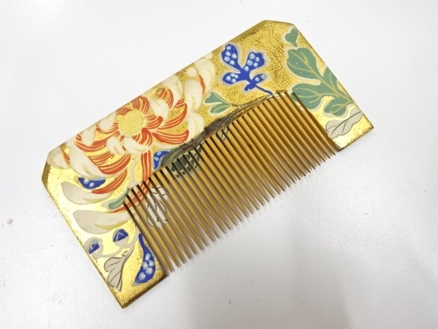 JAPANESE KIMONO / ANTIQUE HON-TSUGE COLOR-PAINTED COMB